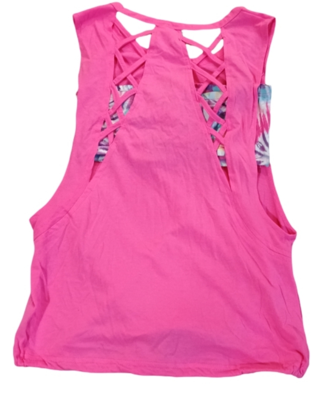 No Boundaries Hot Pink 'Blessed' Girls' Juniors Tank with Lattice Back NWOT - Picture 5 of 5